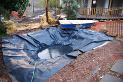 pond liner installed